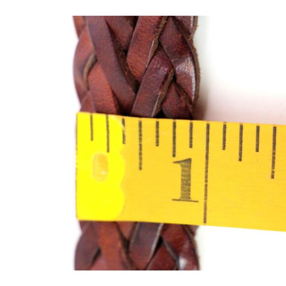 Tresse a la Main BRAIDED BROWN REAL LEATHER 7/8" Wd CASUAL MEN'S BELT Sz 40 (63A - Picture 9 of 13